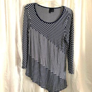 New Directions Blue White Striped Tunic Medium